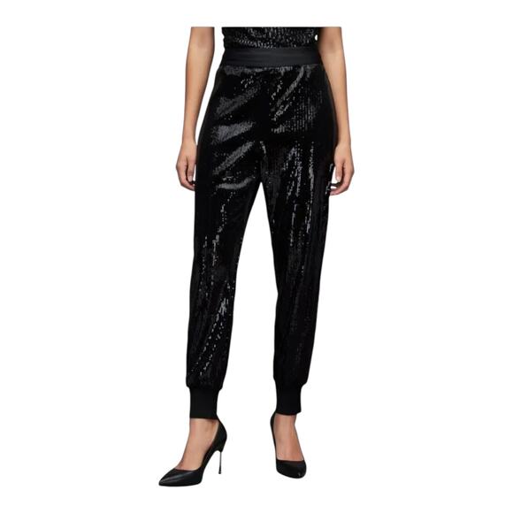 All Saints Pants Soraya sequin jogger black size 2 - Picture 6 of 7